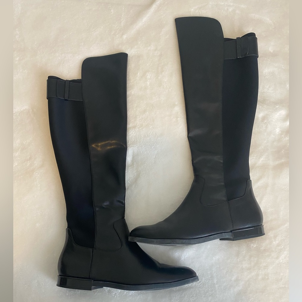 Tall Calvin Klein black leather riding boots